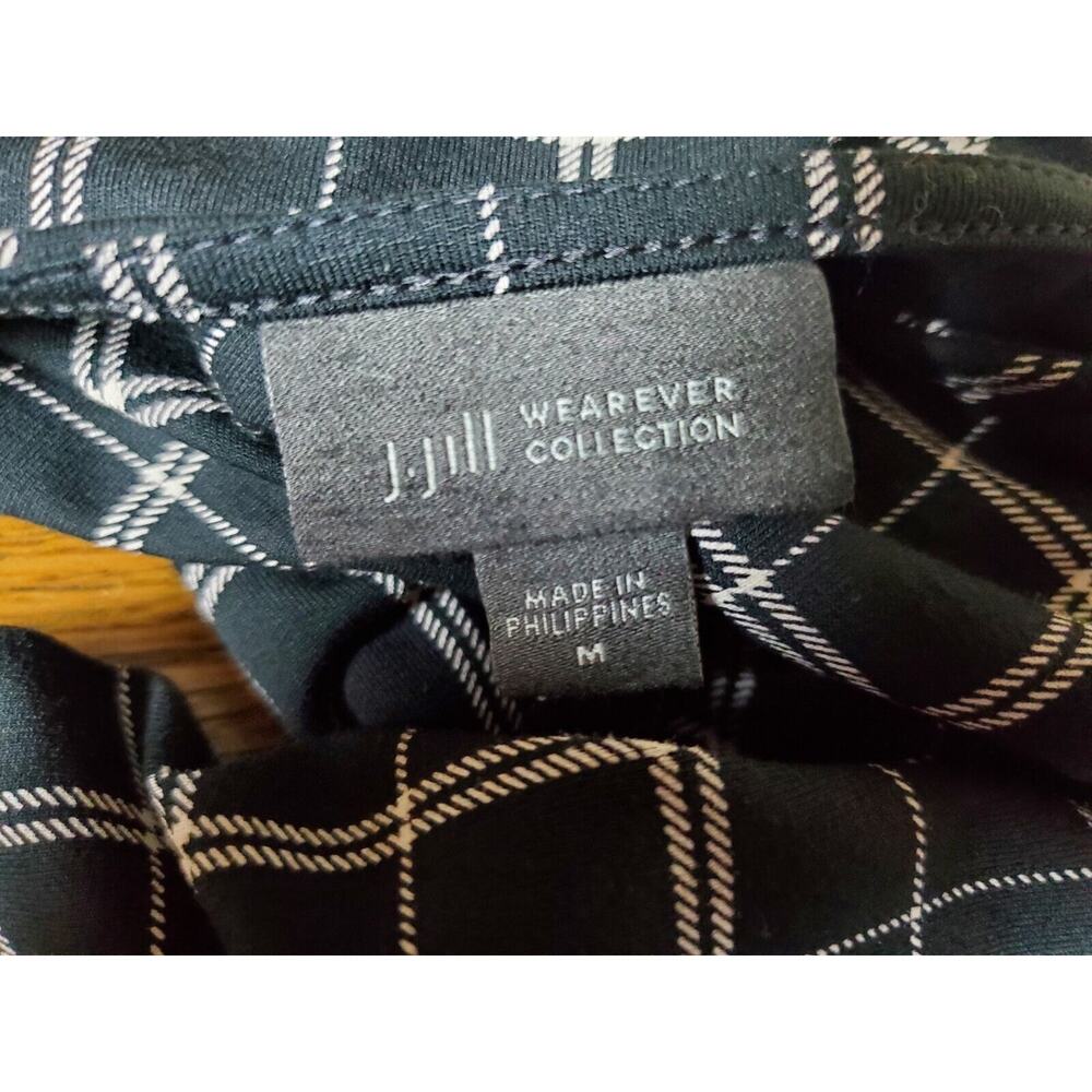 J. Jill Wearever Collection Medium Dress Stretch Knit Black‎ Plaid Wrap Front - Picture 7 of 12